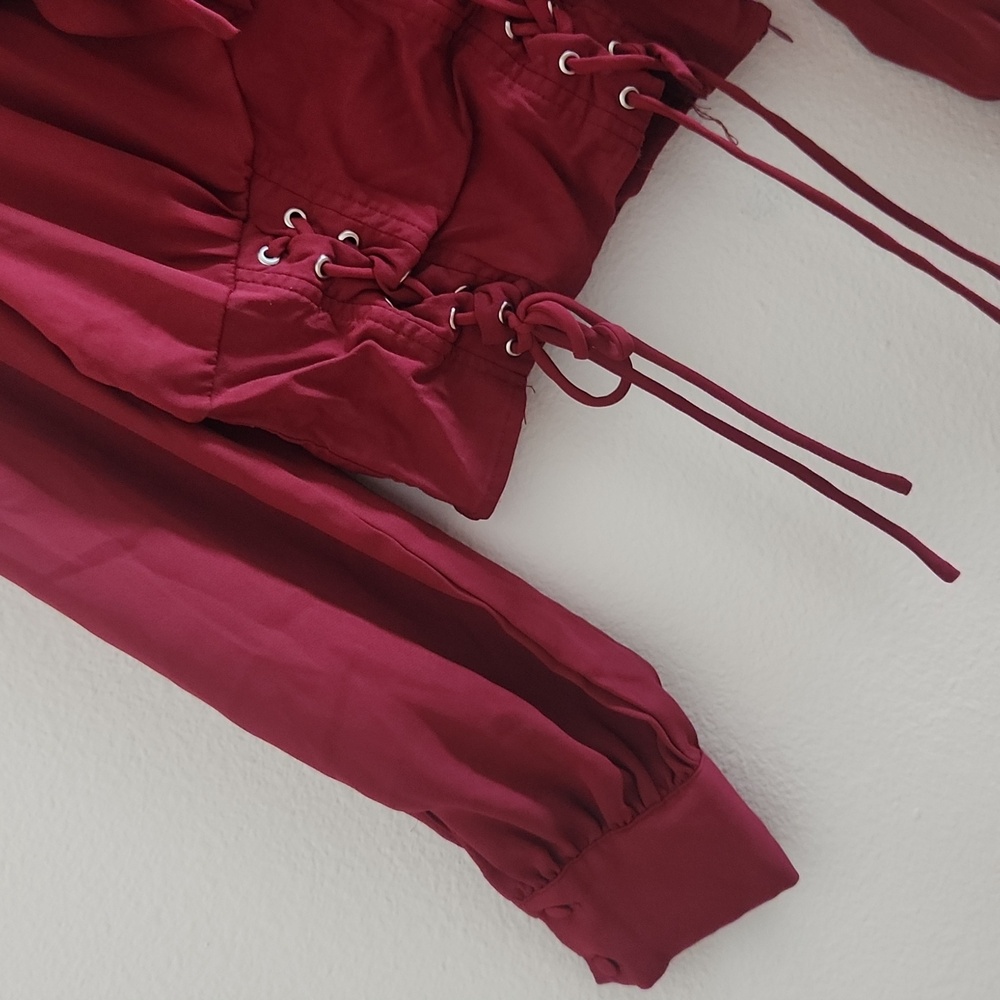 Milk & Honey Red Women's Top with Bow Corset Detail - Picture 5 of 6